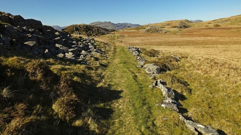 W drodze do Bryn Cader Faner (ze Snowdonią na horyzoncie)