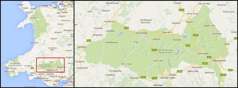 Park Narodowy Brecon Beacons na mapie Walii