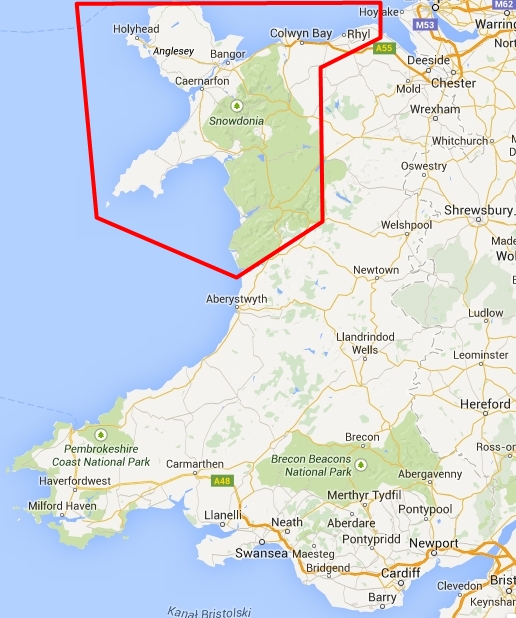 Północna Walia - Mapa