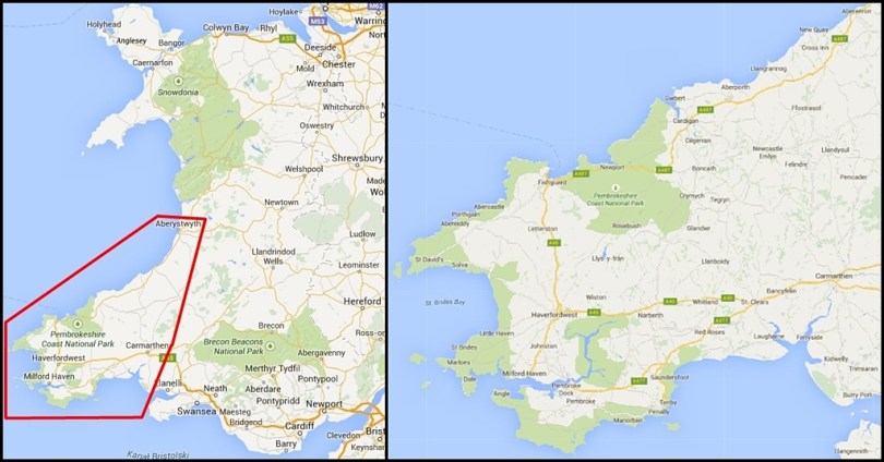 Zachodnia Walia - Mapa