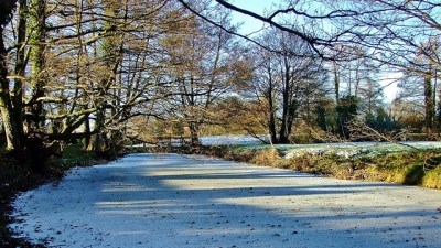 Hen Gwrt. Fosa dawnego dworu biskupiego.